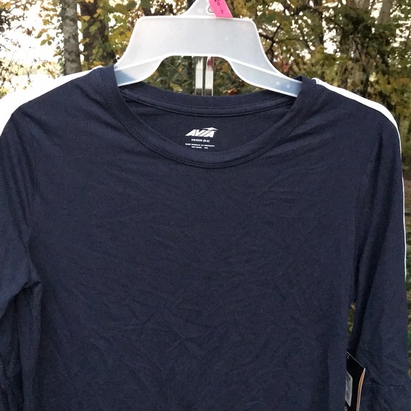 NWT Avia Blue & White Ruched Long Sleeve Tee XS - Picture 2 of 12